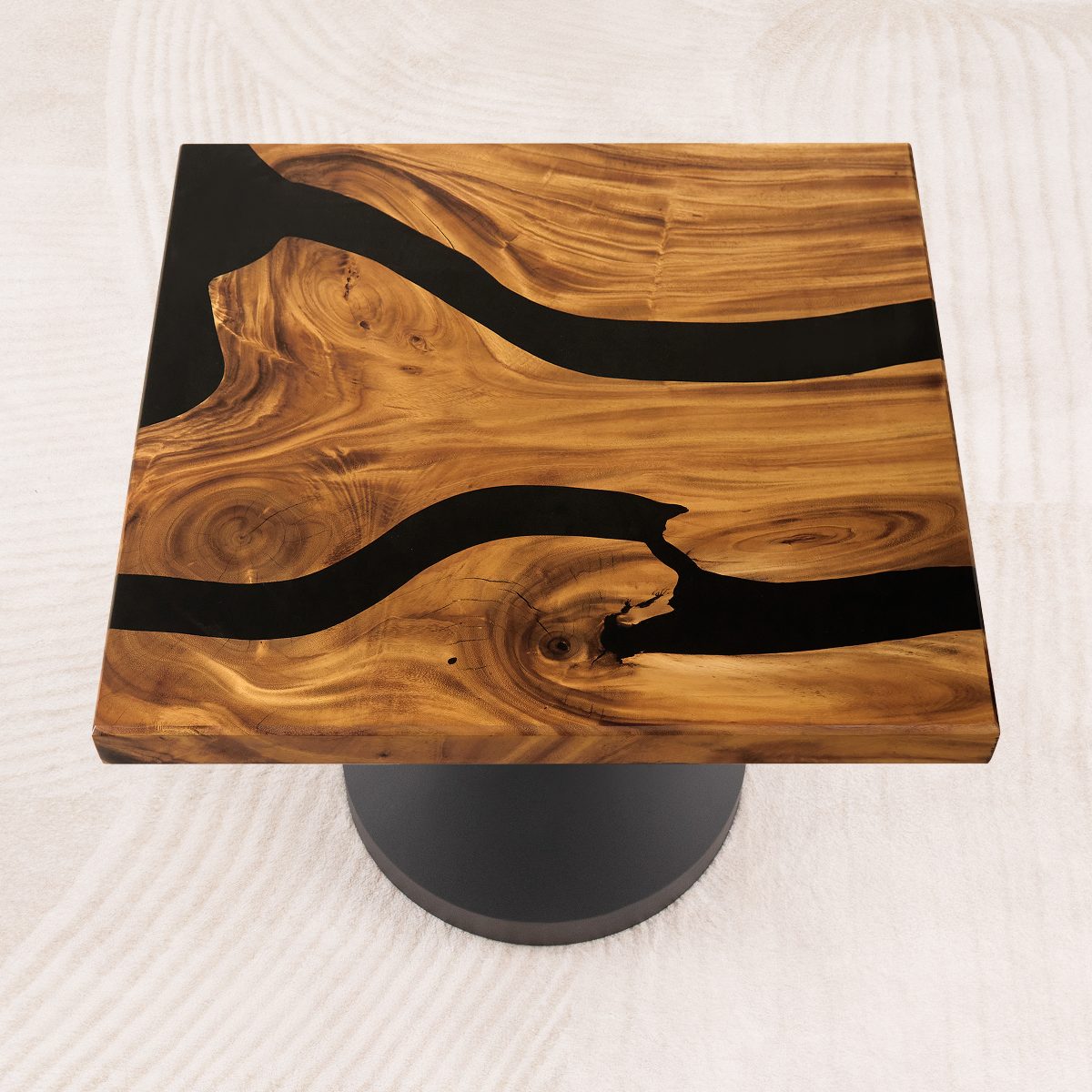 Square Wood Epoxy Dining Table Top 29 Inches