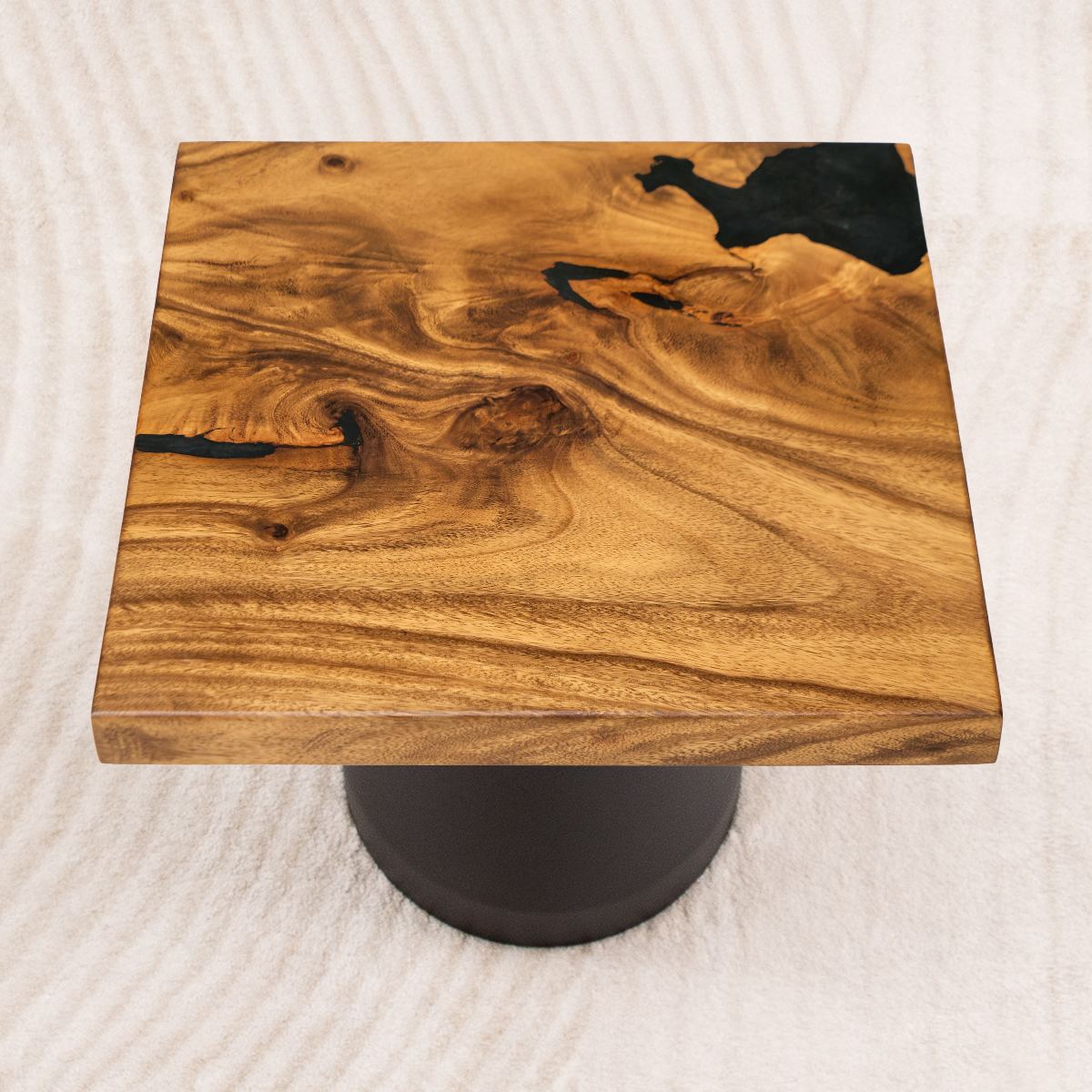 square wood epoxy table top 15 inches d