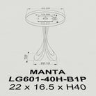 Table Base Manta 40" H Metal Design Side Table - base dimension 3d drawings