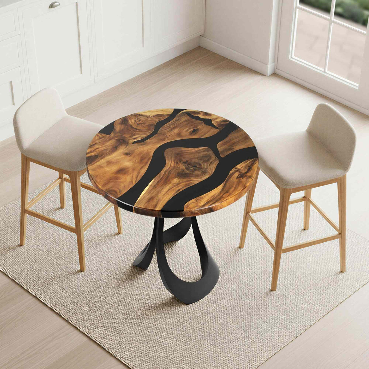 Table Base Manta 40" H Metal Design Side Table - close-up of table top interior