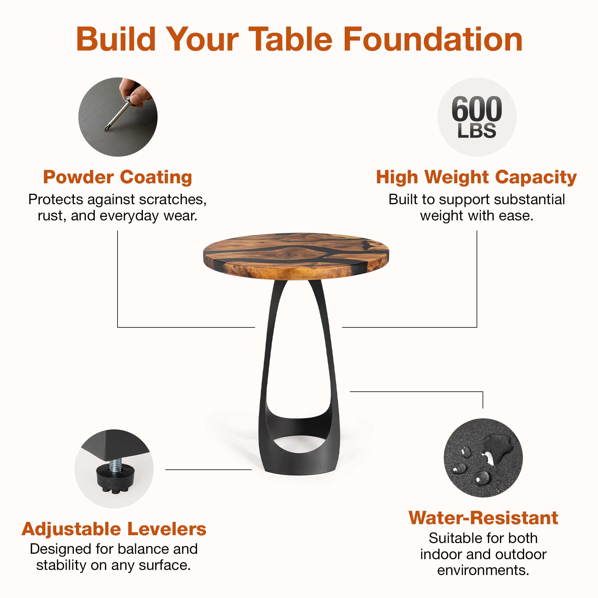 Features of Bar Table with Manta 40" H x 16.5" W Steel Table Base