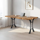 Dining Table with Joxie 28.5" H Metal Table Legs for Butcher Block Wood