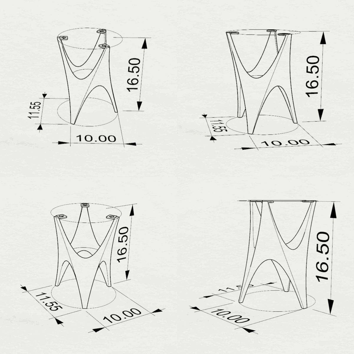 Unique Coffee Table Base 16" H in for Creative DIY Builds - 109 Astra - 10W SRU19 3D Drawings