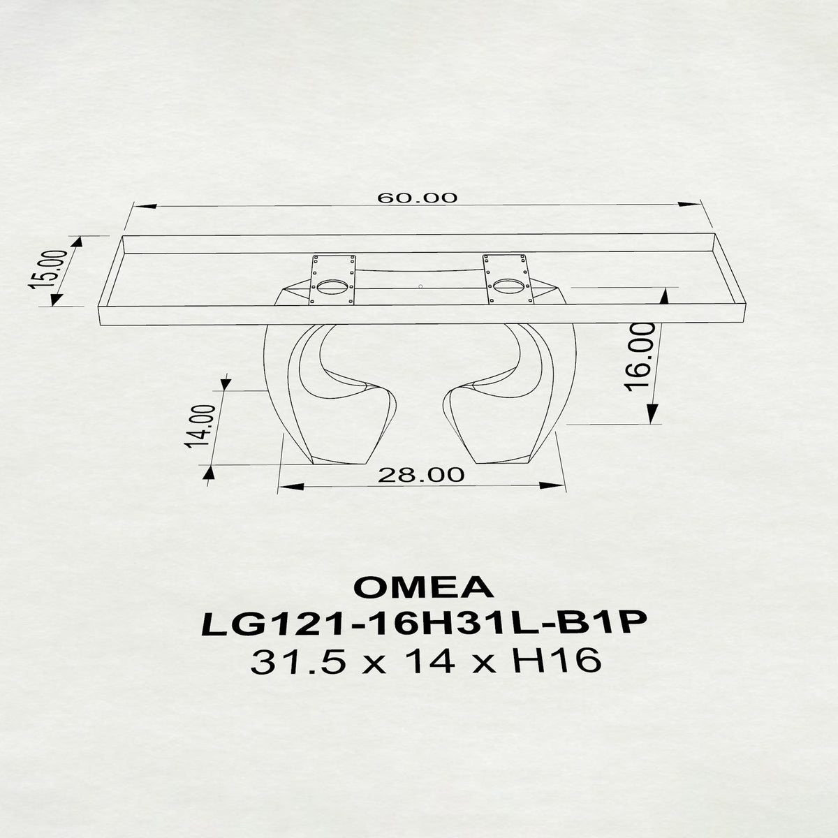 Wood Bench 60" for Minimalist Homes - 121 Omea - 3D Drawings