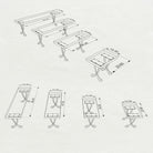Wood Bench 72" for Full-Length Dining Seating - 207 Vincer - 3D Drawings